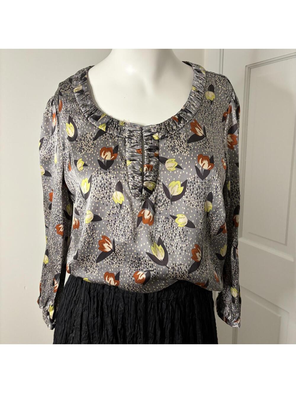 Boden 4 Silk Floral 3/4 Sleeve Blouse
